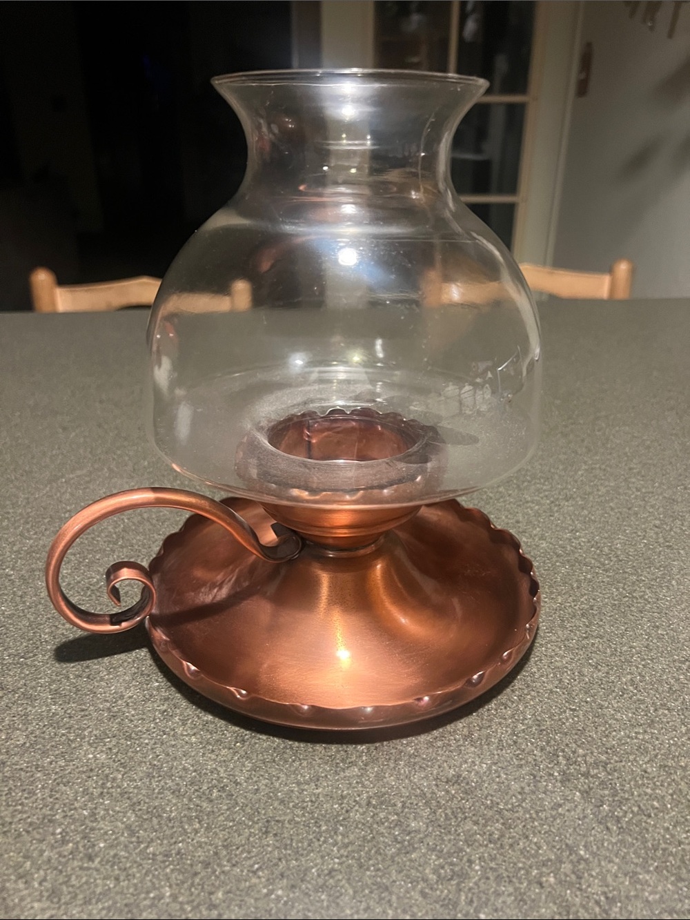 Copper Tone Glass Hurricane Candle Holder - Home Kitchen